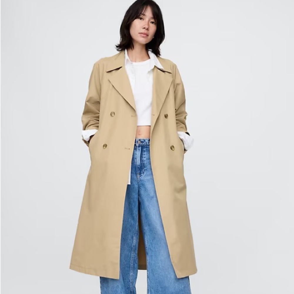 GAP Tan Double-Breasted Trench Coat